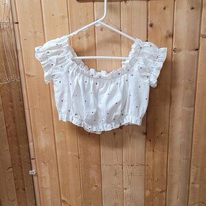 Hyfve White and Black Polka Dot Crop Top - Size S